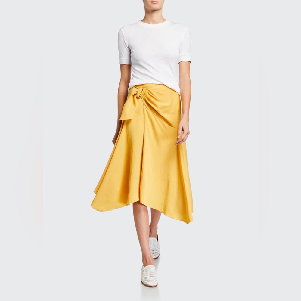 Vince Side Buckle Drape Skirt in yellow. Size 8